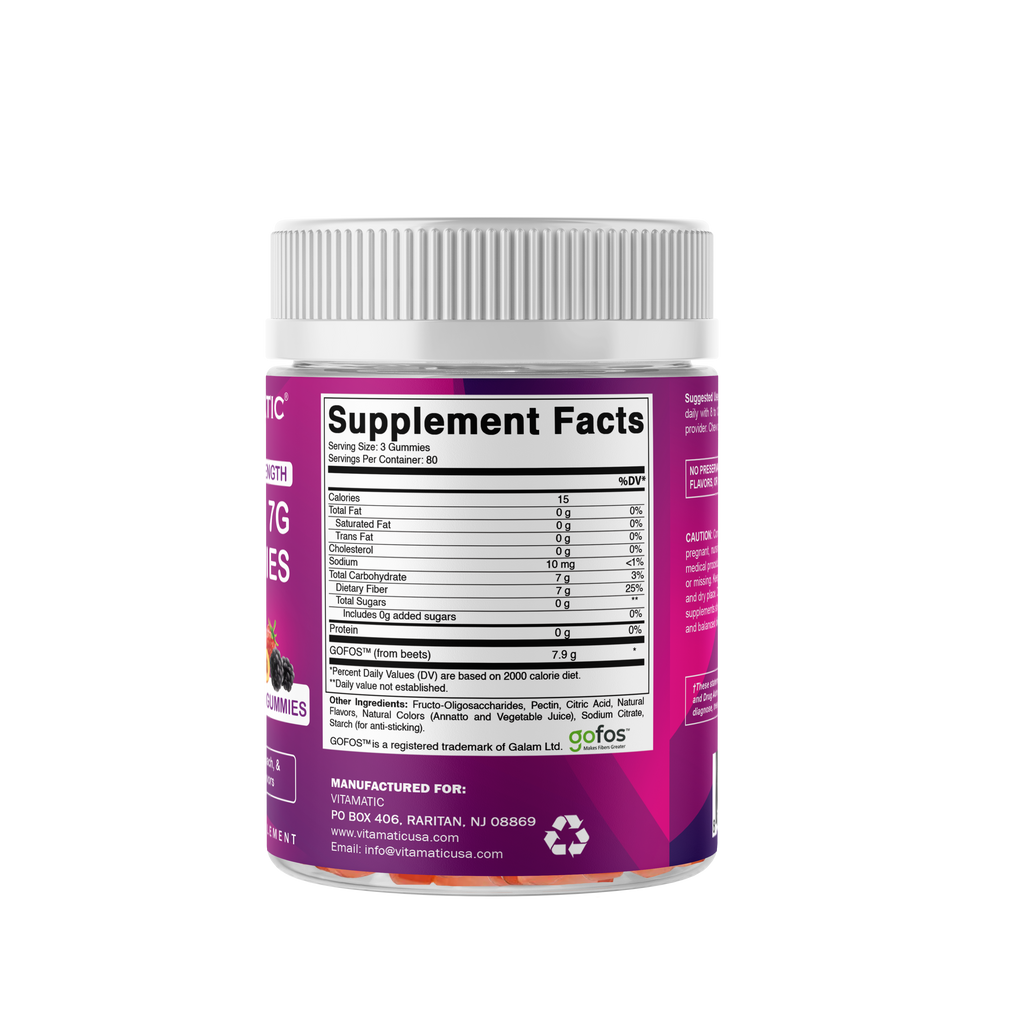 Prebiotic Fiber Gummies for Adults- 240 Pectin Based Gummies, Digestive Health & Regularity Support