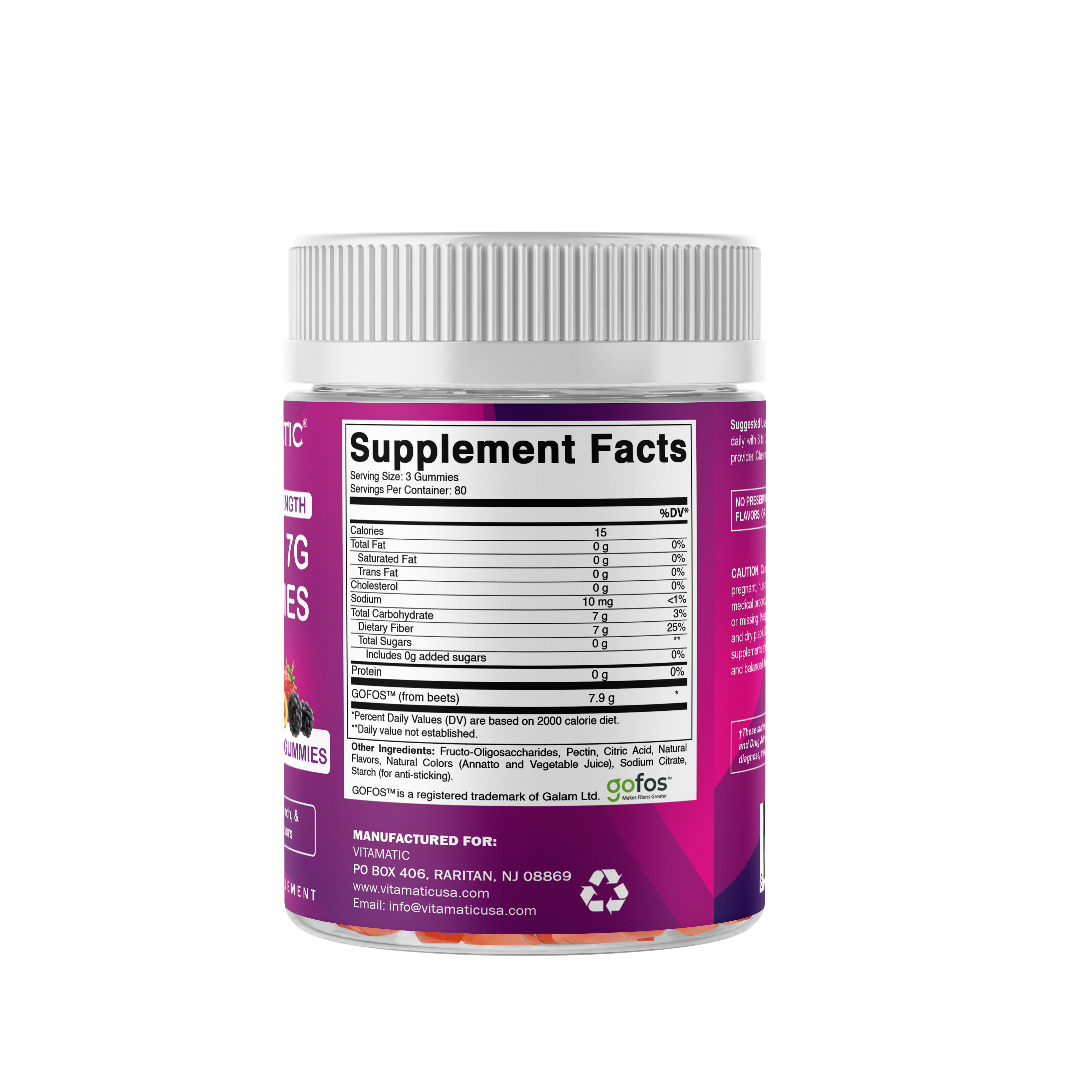 Prebiotic Fiber Gummies for Adults- 240 Pectin Based Gummies, Digestive Health & Regularity Support