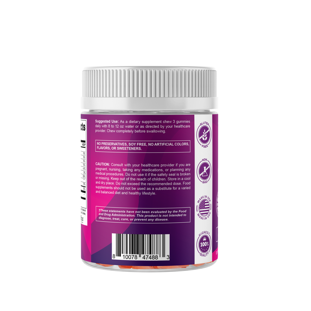 Prebiotic Fiber Gummies for Adults- 240 Pectin Based Gummies, Digestive Health & Regularity Support