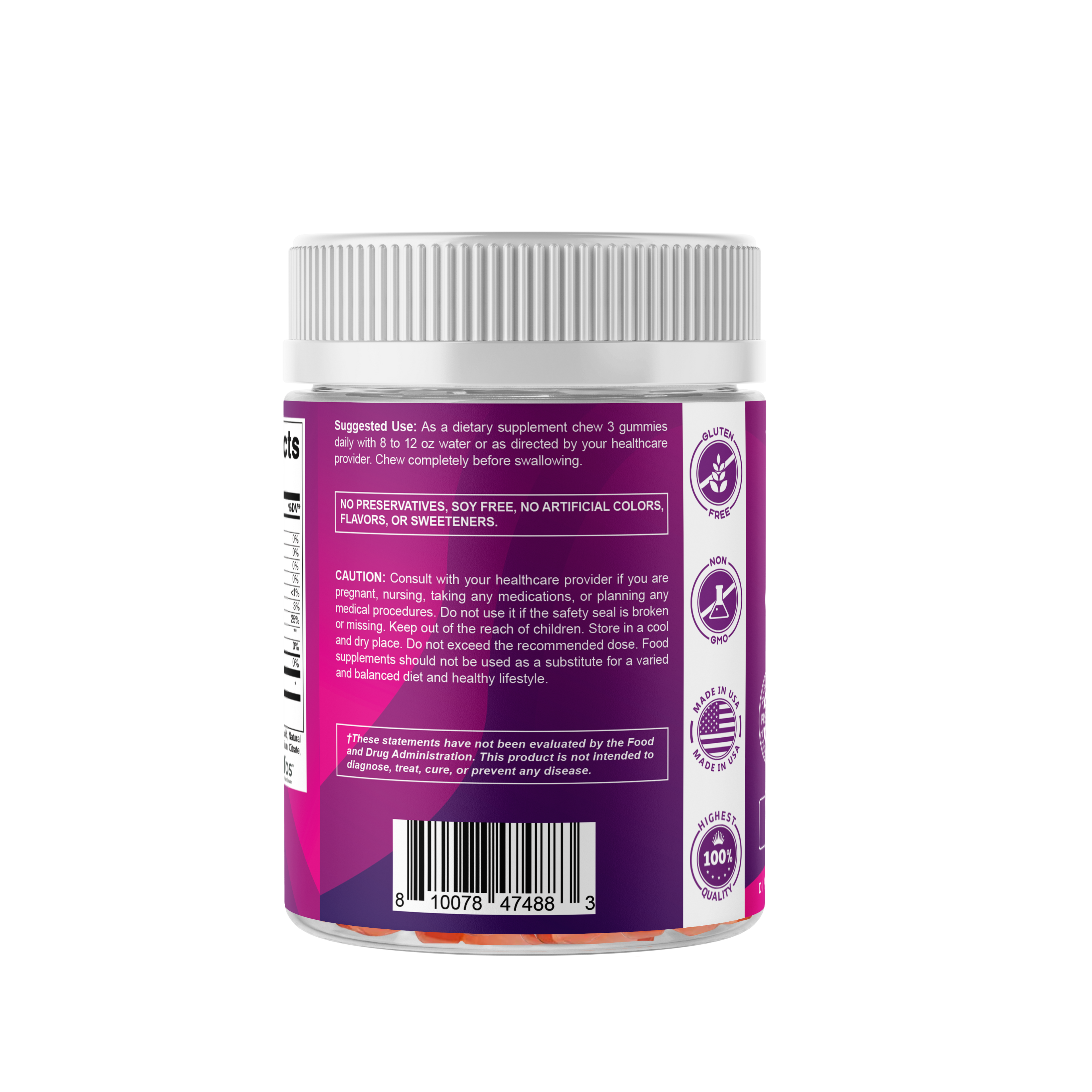 Prebiotic Fiber Gummies for Adults- 240 Pectin Based Gummies, Digestive Health & Regularity Support