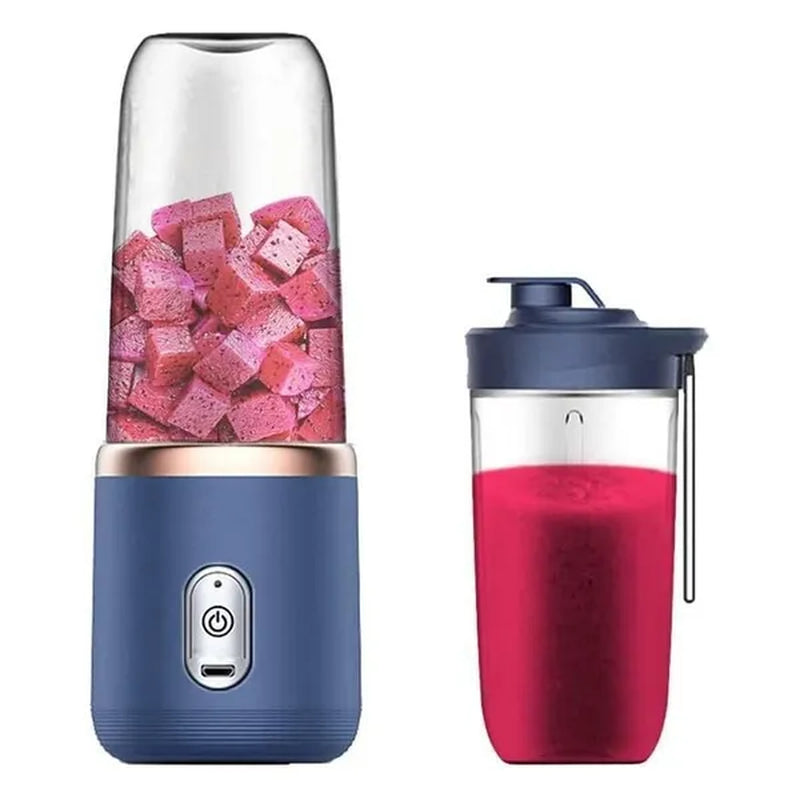 Portable Blender with 2 Cups,14.6 Oz /400ML Mini Blender for Shakes and Smoothies,Personal Blender with Rechargeable Usb,Fruit,Smoothie,Baby Food Mixing Machine Blender with 6 Blades ,For Home,Kitchen,Travel ,Sports (Blue/Pink)