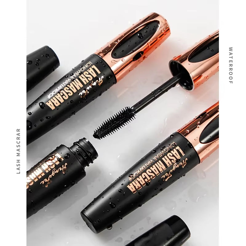 Waterproof Anti-Sweat Mascara Lengthens Eyelashes Extension Black Silk Fiber Mascara Female Non-Smudge Mascara Makeup Cosmetic
