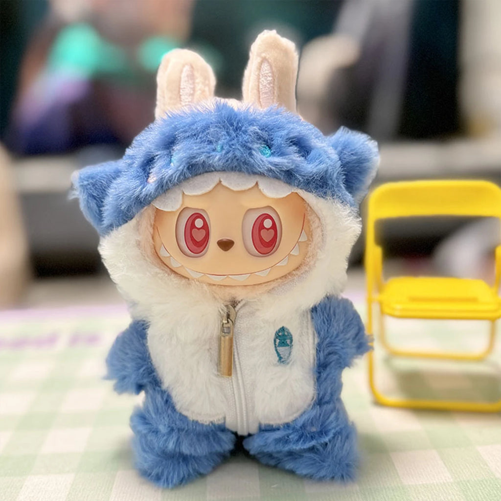 Kawaii Shark Onesie for Mini Doll 17Cm Cute Plush Doll'S Clothing Outfit Labubu Ldol Dolls Clothing Accessories