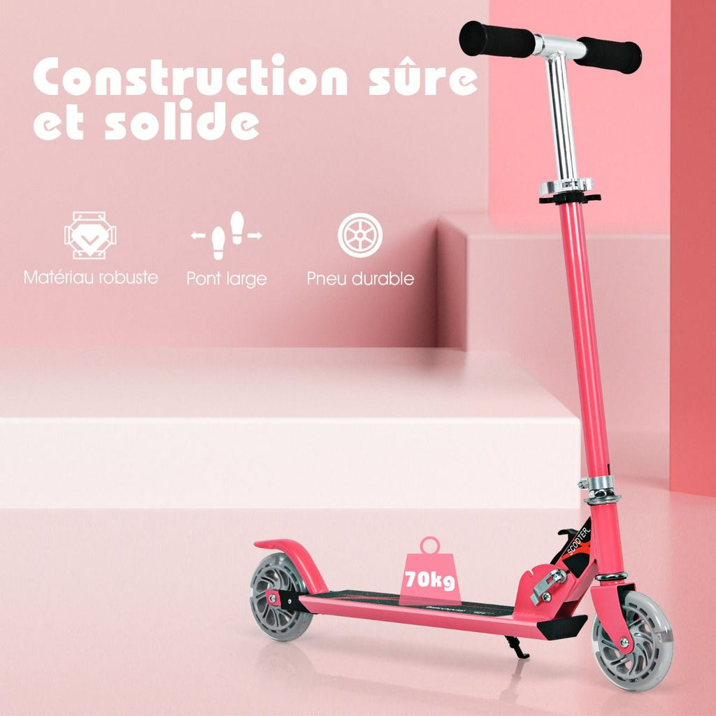 Trottinette Enfant 2 Roues Patinette Enfant Pliable Scooter Enfant Kick Avec LED Lumière Hauteur Réglable Bleu/Bleu Foncé/Rose/Rouge/Violet/Jaune