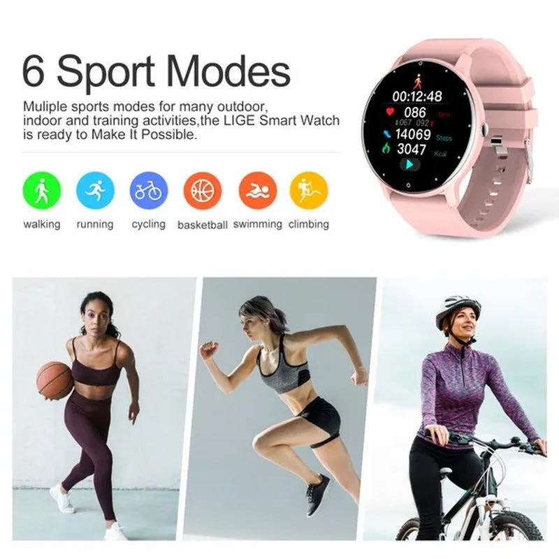 LIGE 2024 Smart Watch Ladies Full Touch Screen Sports Fitness Watch IP67 Waterproof Bluetooth for Android Ios Smart Watch Female