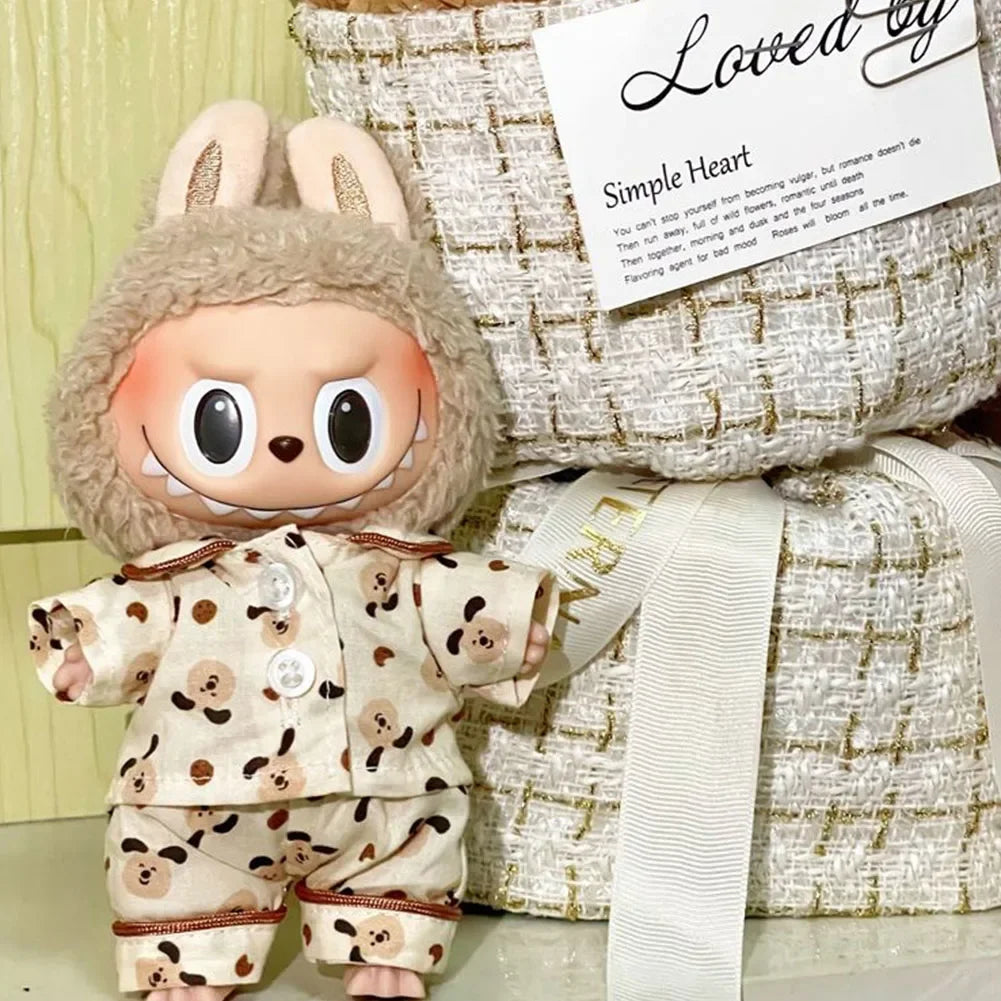 Labubu Popular Outfit Accessories Spring Autumn Pajama Collection Set for 17/38Cm Labubu Doll Clothing Labubu Ropa
