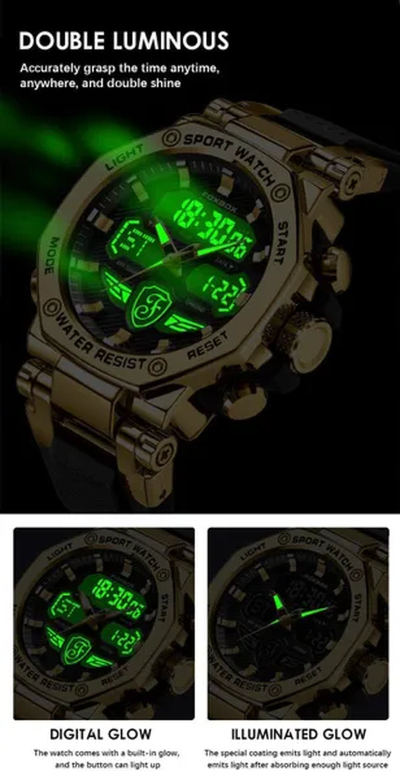 FOXBOX Men'S Business Watch Fashion Top Brand Luxury Creative Design Stainless Steel Quartz Watch Waterproof Chronograph Watch