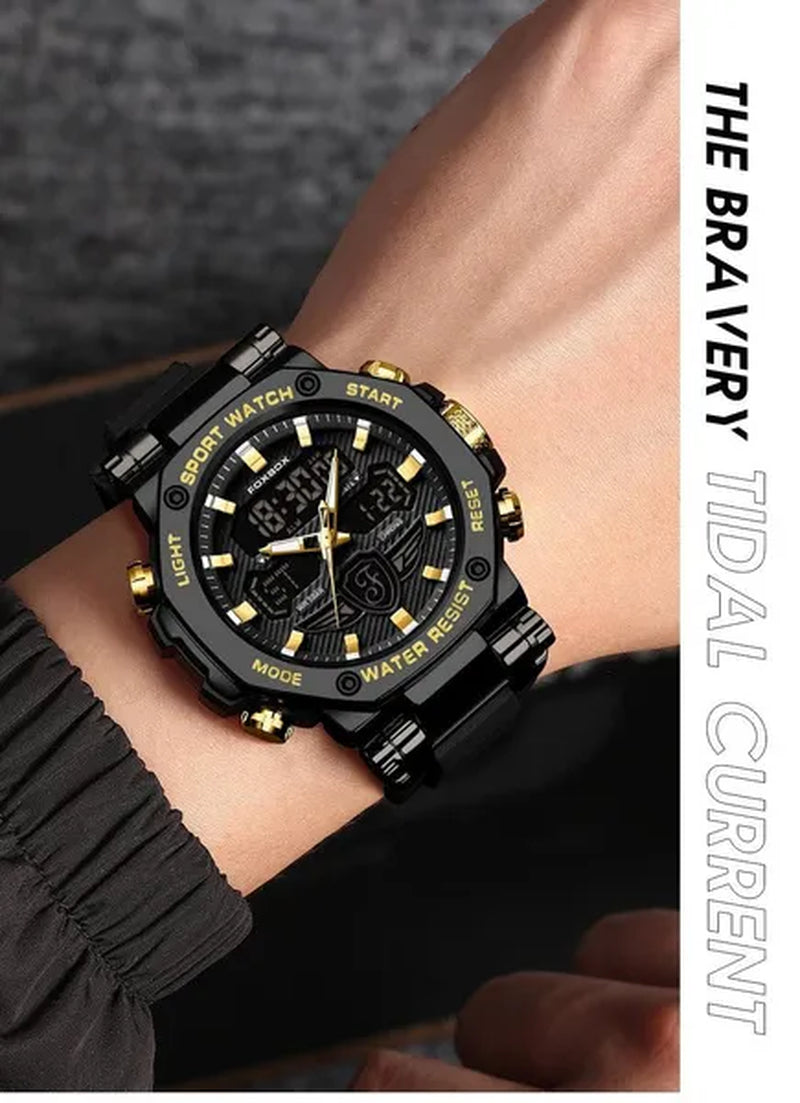 FOXBOX Men'S Business Watch Fashion Top Brand Luxury Creative Design Stainless Steel Quartz Watch Waterproof Chronograph Watch