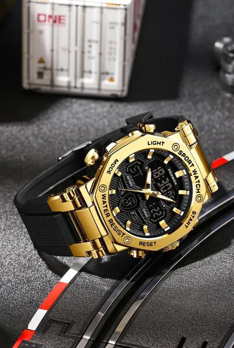 FOXBOX Men'S Business Watch Fashion Top Brand Luxury Creative Design Stainless Steel Quartz Watch Waterproof Chronograph Watch