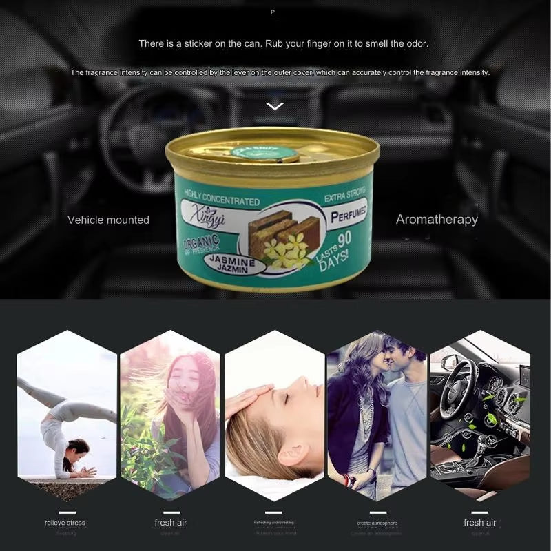 Car Air Freshener 17 Kinds Scent Organic Cans Wood Blocks Aromatherapy Car Freshener Long-Lasting Odor Eliminator Essential