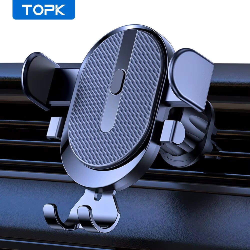 TOPK Car Phone Holder Mount 2026 Akanne Auto Locking  Phone Holder with Hook Clip for Car Air Vent for Iphone Samsung