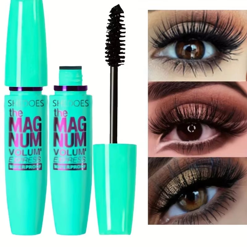 1Pc Black Mascara Thickening, Lengthening, Curling, Waterproof Liquid Fiber Mascara