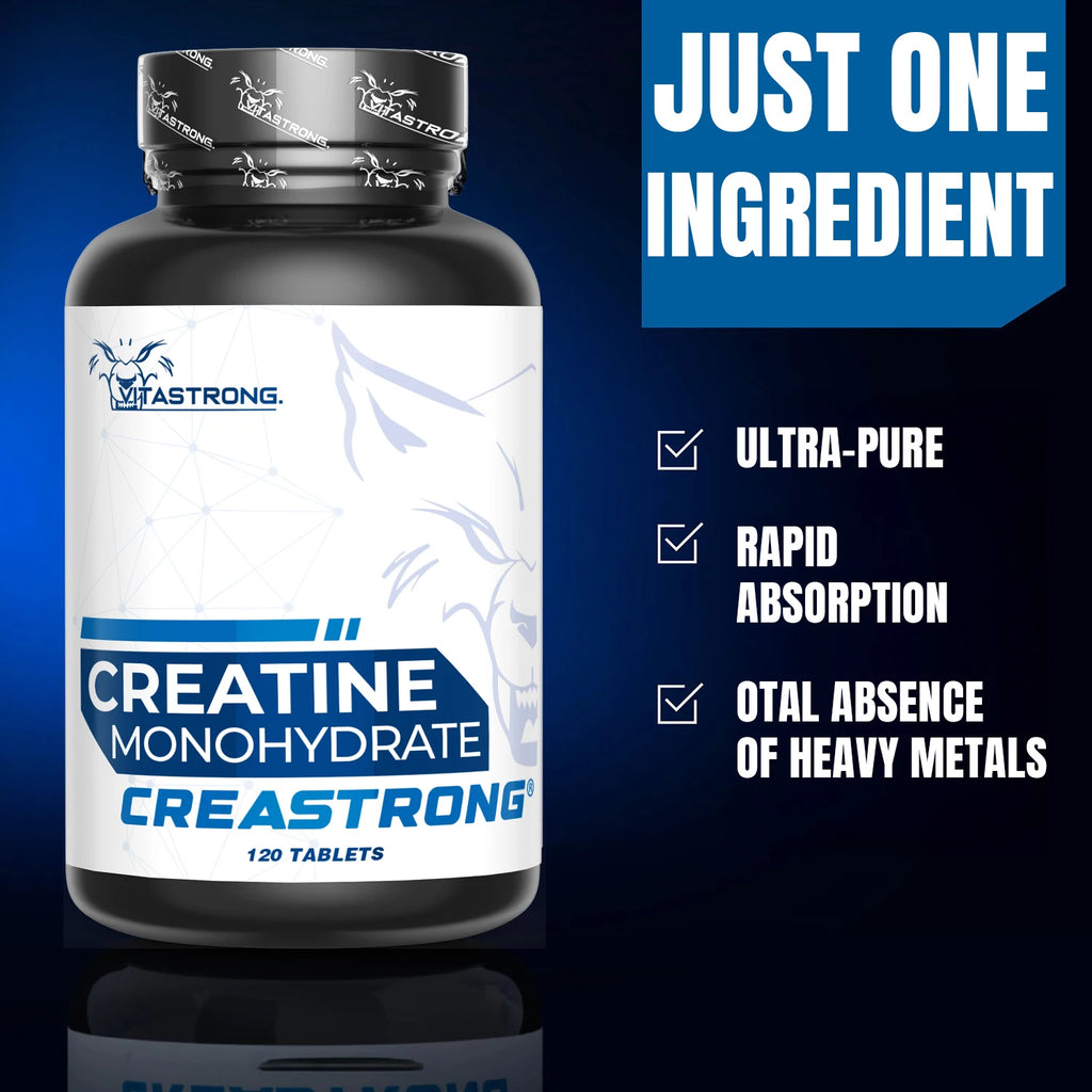 Creatine Monohydrated Creatine 3000Mg Creatine, Creatine Certified Pure Vitaong Gmo-Free, Pre, Intra and Post Workout, 120 Creatine Tablets Premium High Dosage, Alternative to Creatine Capsules and Powder