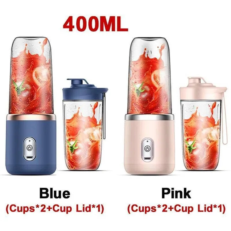 Portable Blender with 2 Cups,14.6 Oz /400ML Mini Blender for Shakes and Smoothies,Personal Blender with Rechargeable Usb,Fruit,Smoothie,Baby Food Mixing Machine Blender with 6 Blades ,For Home,Kitchen,Travel ,Sports (Blue/Pink)