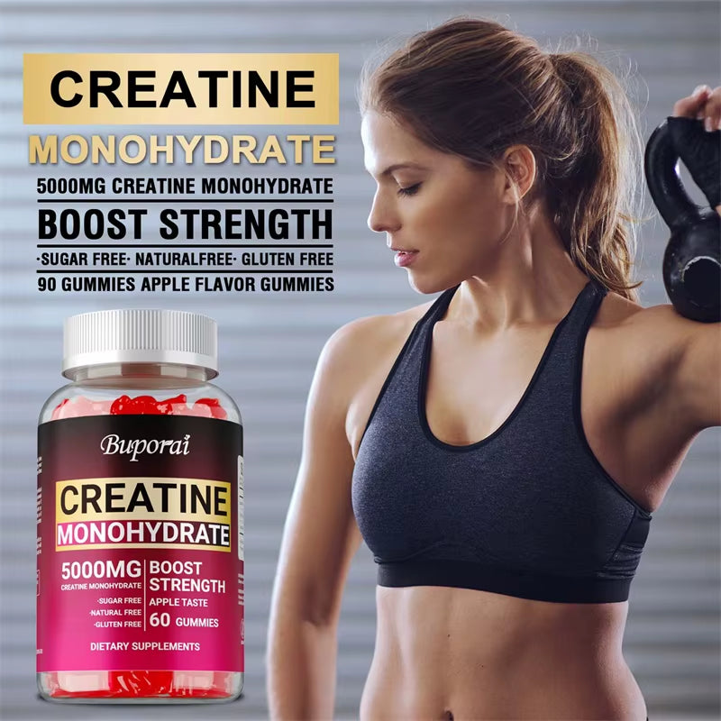 Creatine Monohydrate Gummies - Pre-Workout Creatine to Help Build Muscle, Enhance Energy and Performance
