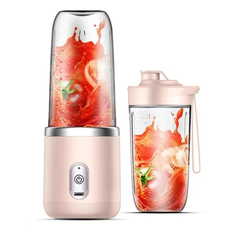 Portable Blender with 2 Cups,14.6 Oz /400ML Mini Blender for Shakes and Smoothies,Personal Blender with Rechargeable Usb,Fruit,Smoothie,Baby Food Mixing Machine Blender with 6 Blades ,For Home,Kitchen,Travel ,Sports (Blue/Pink)