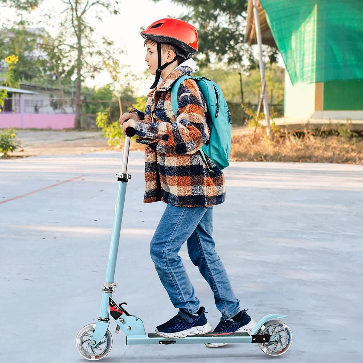 Trottinette Enfant 2 Roues Patinette Enfant Pliable Scooter Enfant Kick Avec LED Lumière Hauteur Réglable Bleu/Bleu Foncé/Rose/Rouge/Violet/Jaune