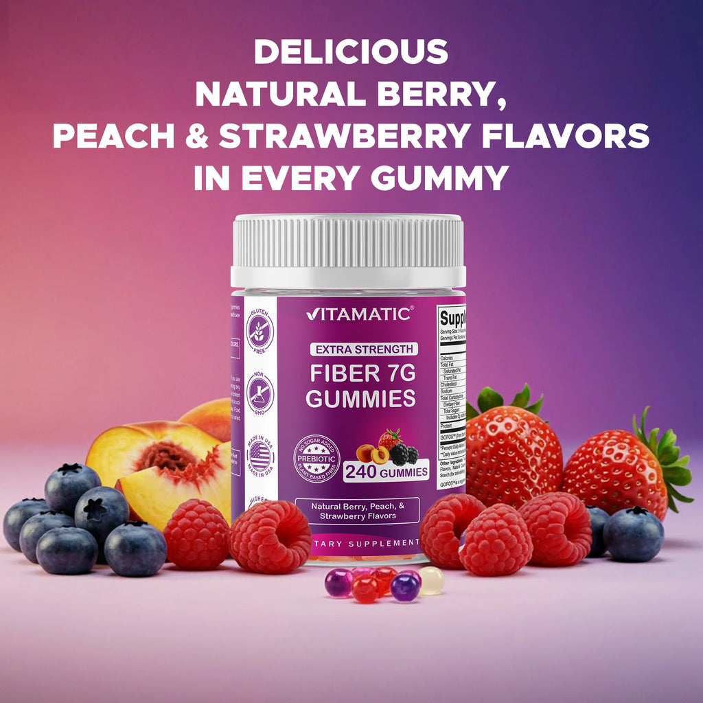 Prebiotic Fiber Gummies for Adults- 240 Pectin Based Gummies, Digestive Health & Regularity Support