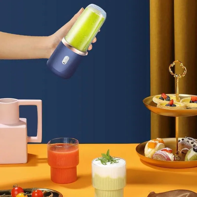 Portable Blender with 2 Cups,14.6 Oz /400ML Mini Blender for Shakes and Smoothies,Personal Blender with Rechargeable Usb,Fruit,Smoothie,Baby Food Mixing Machine Blender with 6 Blades ,For Home,Kitchen,Travel ,Sports (Blue/Pink)