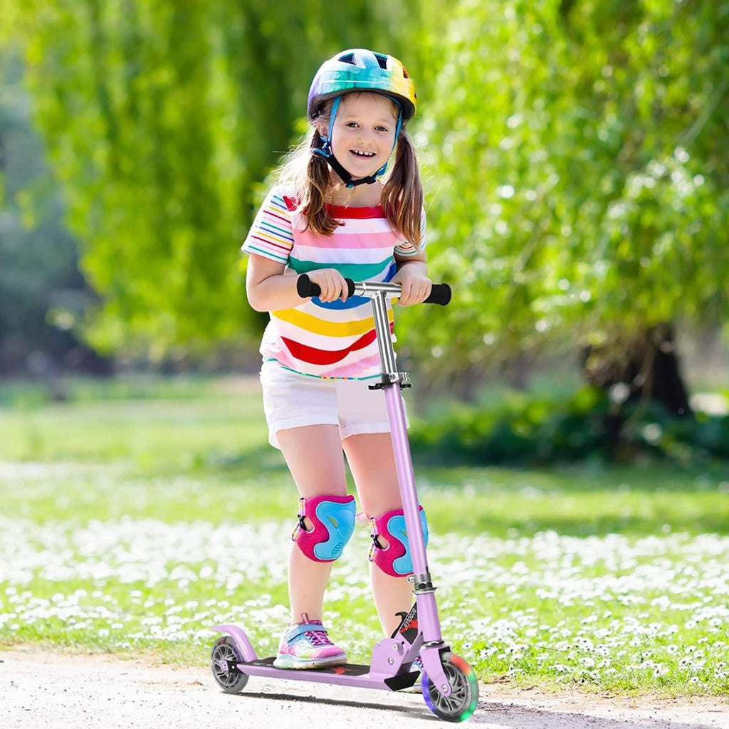 Trottinette Enfant 2 Roues Patinette Enfant Pliable Scooter Enfant Kick Avec LED Lumière Hauteur Réglable Bleu/Bleu Foncé/Rose/Rouge/Violet/Jaune