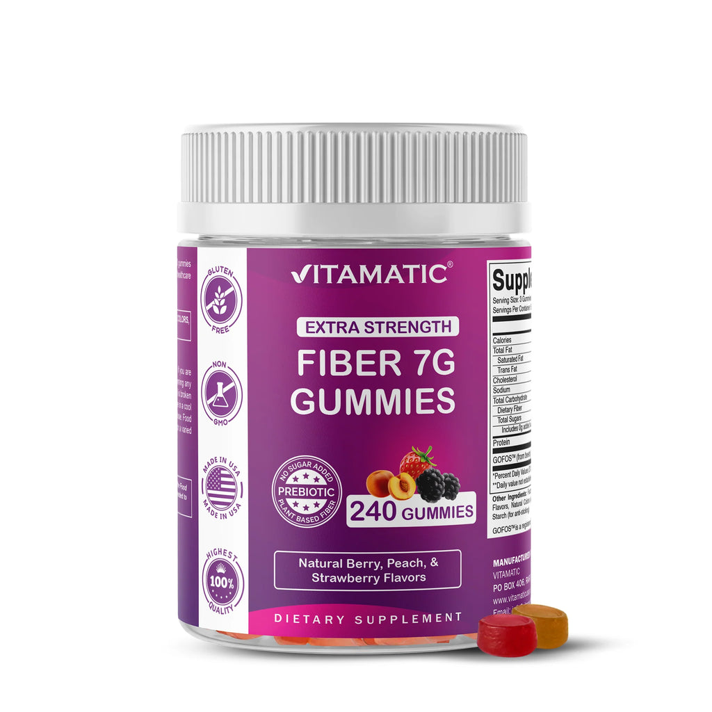 Prebiotic Fiber Gummies for Adults- 240 Pectin Based Gummies, Digestive Health & Regularity Support