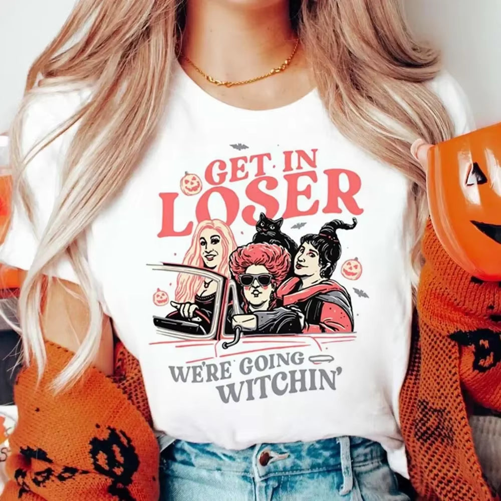 Halloween Printed Pattern T-Shirt for Women'S Fashion Short Sleeved Sweet and Cute T-Shirt Top Casual O-Neck Printed Basic T-Shi