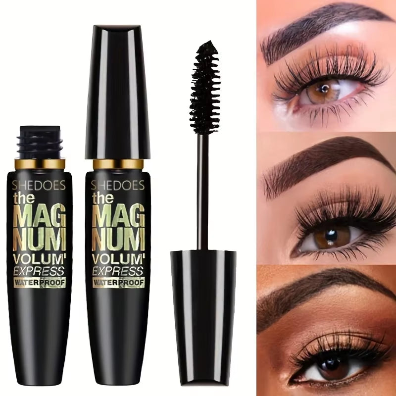 1Pc Black Mascara Thickening, Lengthening, Curling, Waterproof Liquid Fiber Mascara