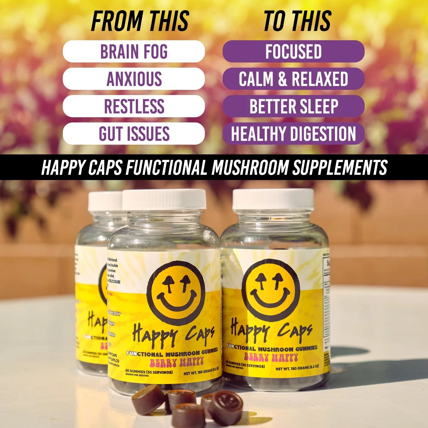 Functional Mushroom Gummies - Berry Happy