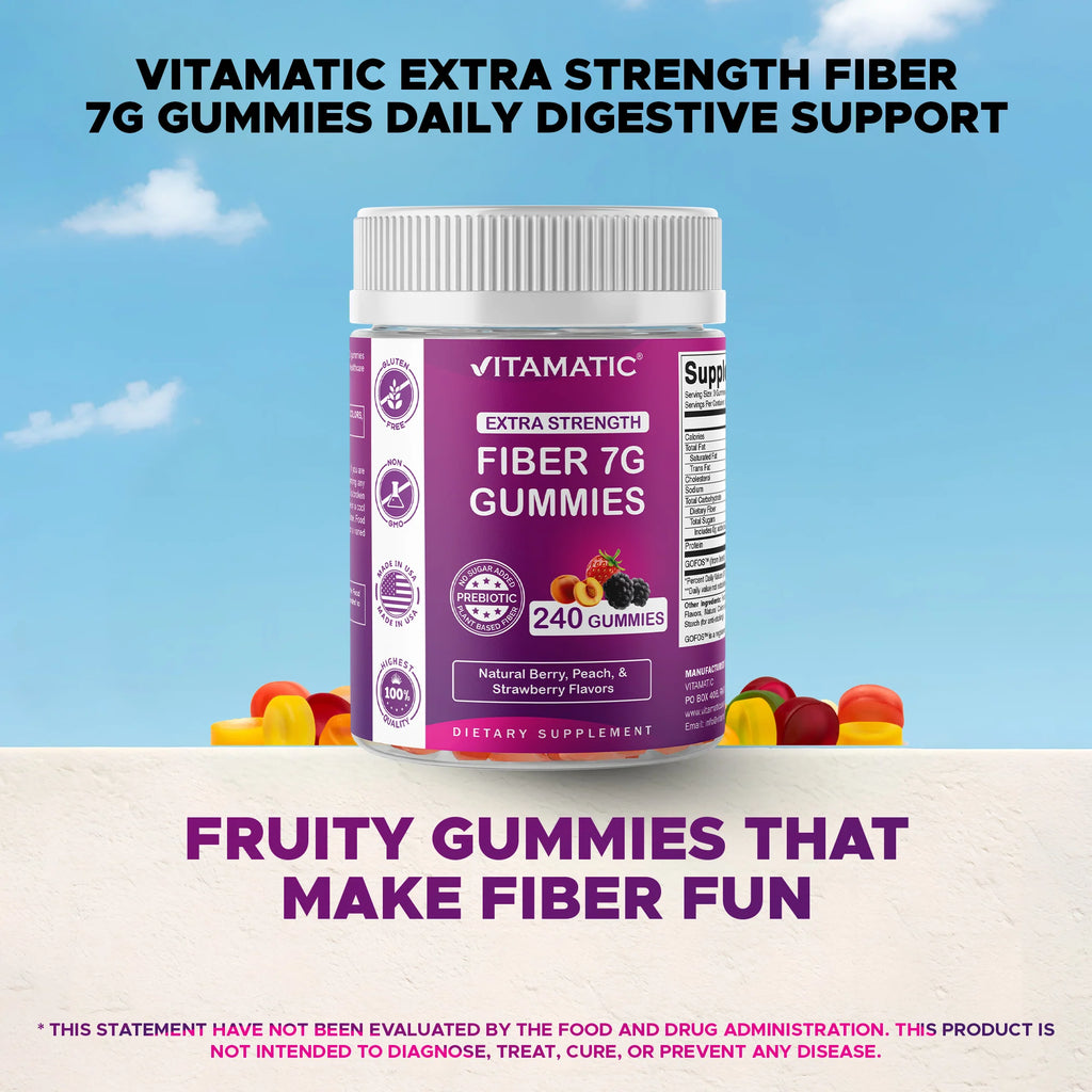 Prebiotic Fiber Gummies for Adults- 240 Pectin Based Gummies, Digestive Health & Regularity Support
